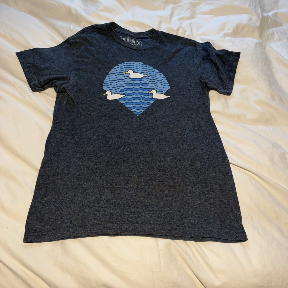 Baseballism Ducks on the Pond Graphic Tee Mens L Navy Baseball Shirt